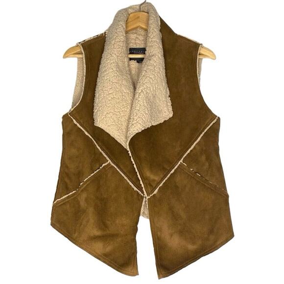 Sanctuary Faux Suede Sherpa Vest Womens Small‎ Brown Boho Western Cowgirl Casual - Picture 4 of 11
